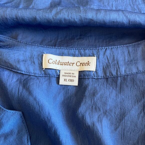 Coldwater Creek Blue Satin Blouse Size XL Work Office Career - Picture 5 of 7